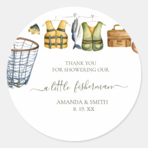 Reel Begeistert Kleiner Fischer Baby Shower Runder Aufkleber
