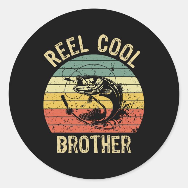 Reel Cool Brother Fishing Gifts Men Fishing Lovers Runder Aufkleber (Vorderseite)