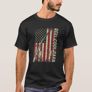 Reel Cool Papa American Flag Familienfischer Vater T-Shirt