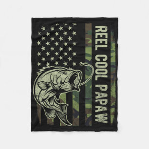 Reel Cool Papaw Camouflage American Flag Fathers D Fleecedecke