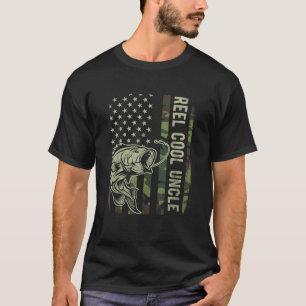 Reel Cool Uncle Camouflage American Flag Funny Unc T-Shirt