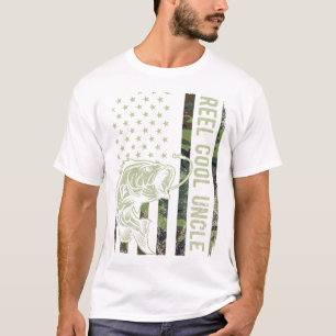 Reel Cool Uncle Camouflage American Flag Funny Unc T-Shirt
