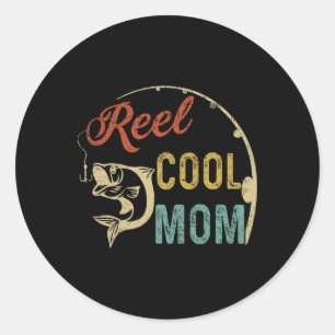 Reel Coole Mama Mama Mommy Fishing Vinta Runder Aufkleber