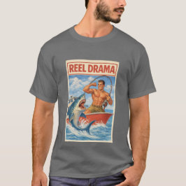 Reel Drama Shark Fisherman | Funny Retro Boating T-Shirt