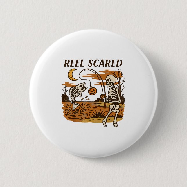 Reel erschreckt Halloween Fishing Funny Skeleton F Button (Vorderseite)
