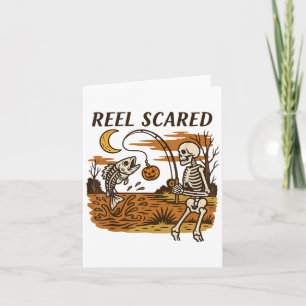 Reel erschreckt Halloween Fishing Funny Skeleton F Karte