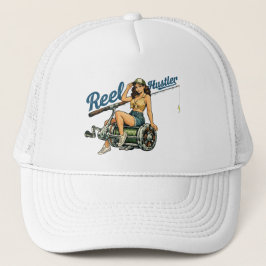 Reel Hustler Retro Fishing Pin-Up | Funny Fish Truckerkappe