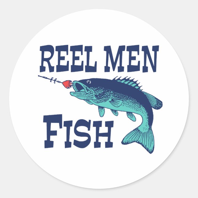 Reel Men Fish Runder Aufkleber (Vorderseite)