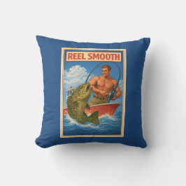 Reel Smooth Fisherman Retro Nautical Blue Fishing Kissen