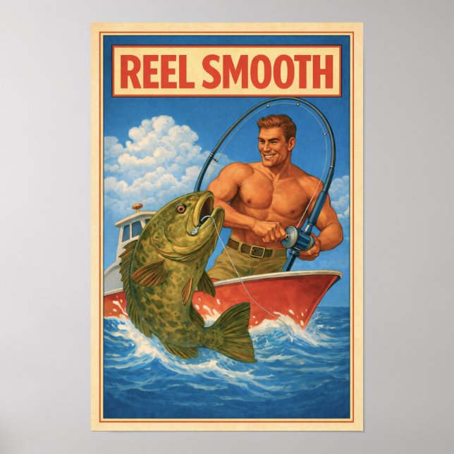 Reel Smooth Retro Grouper Fisherman | Angler Art Poster (Vorne)