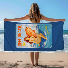 Reel Snack Retro Pin-Up Red Snapper Fishing Boater Strandtuch