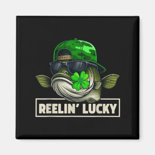 Reelin Lucky Lustiger Fischfang St. Patricks Day Magnet