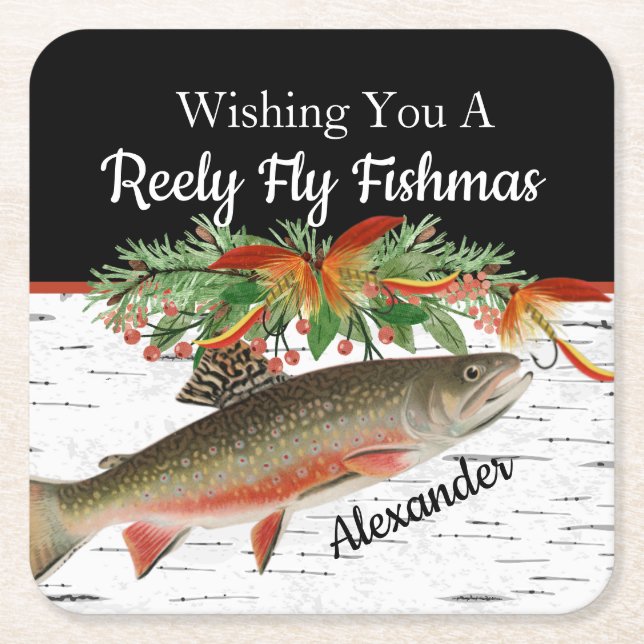 Reely Fischen Weihnachten Weihnachten leer Klein Rechteckiger Pappuntersetzer (Vorderseite)