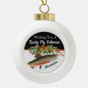 Reely Fishing Fishmas Fischen Weihnachtsherz Ornam Keramik Kugel-Ornament