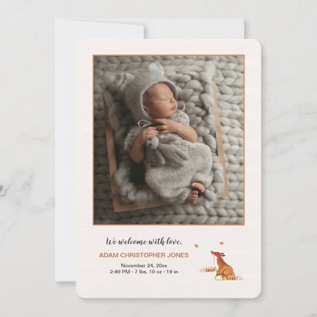 Ref Fox Cub Foto Geburtsankündigung Einladung (Vorderseite)