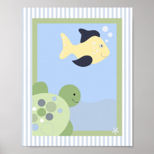 REF TURTLE FISH 8x10 BABY KINDERZIMMER ROOM DRUCKE