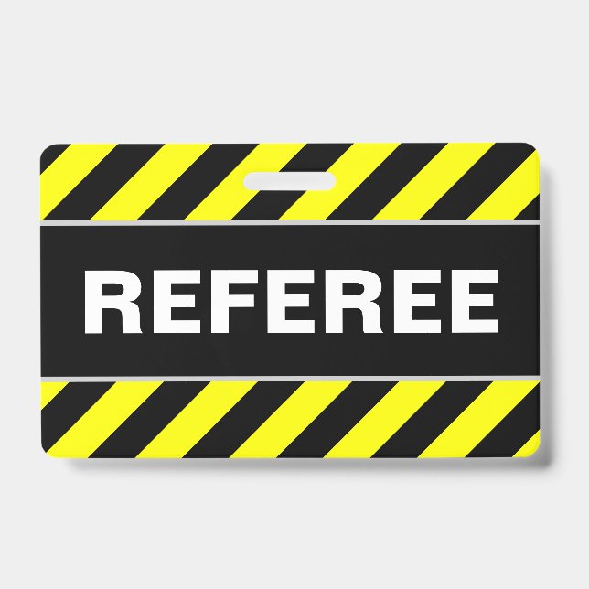 "REFEREE" + Abzeichen für schwarze und gelbe Strei Ausweis (Front)