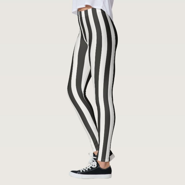 Referee Striped Classic Black & White Vertical  Leggings (Links)