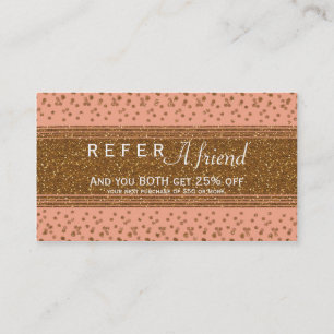 Référencement Carte cliente de parrainage Peachy Pink & Gold Con