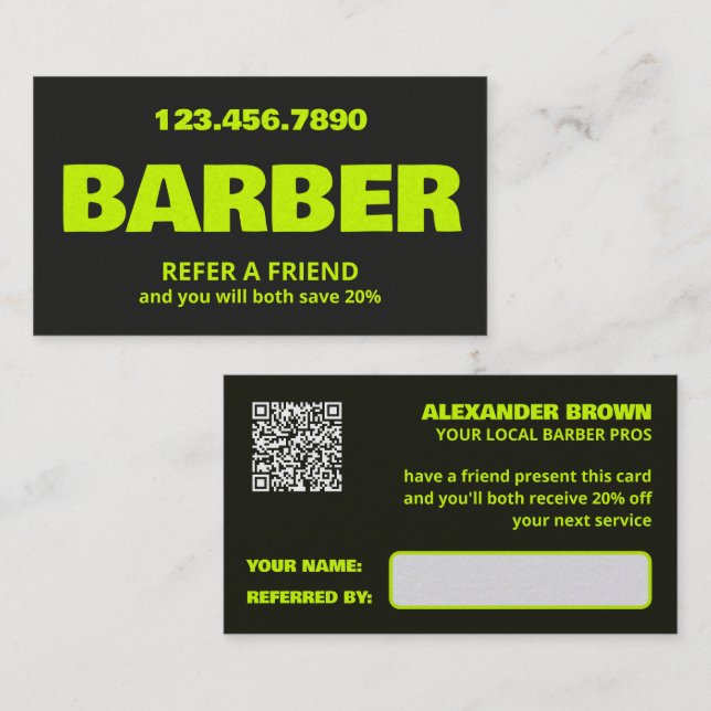 Référencement Carte de parrainage Barber QR (Devant / Derrière)