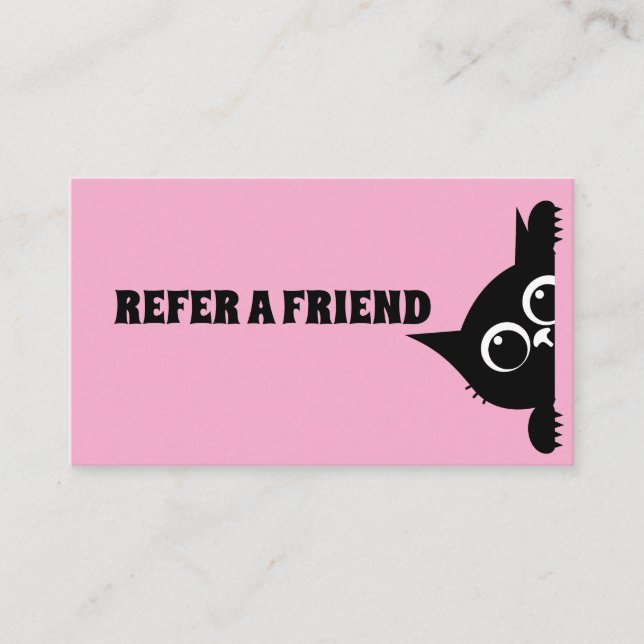 RÉFÉRENCEMENT CARTE DE PARRAINAGE CHAT ROSE SUR MESURE (Devant)