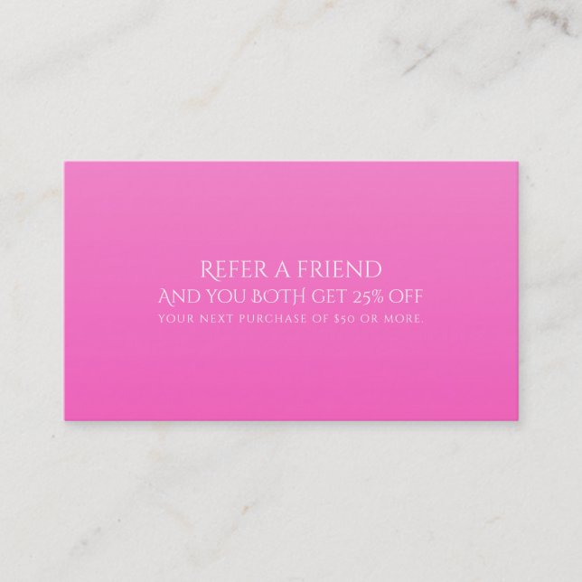 Référencement Carte de parrainage moderne teinte de rose Référer (Devant)