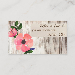 Référencement Carte de recommandation élégante à texture de bois