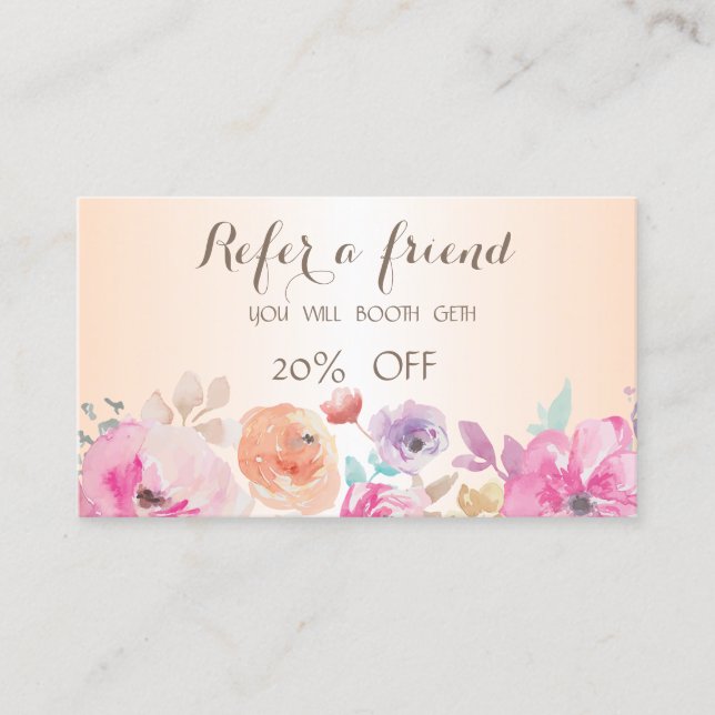 Référencement Carte de recommandation florale élégante et stylée (Devant)