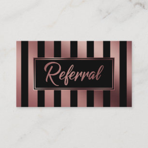 Référencement Carte de recommandation rayée verticale or rose et