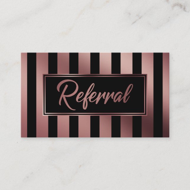 Référencement Carte de recommandation rayée verticale or rose et (Devant)