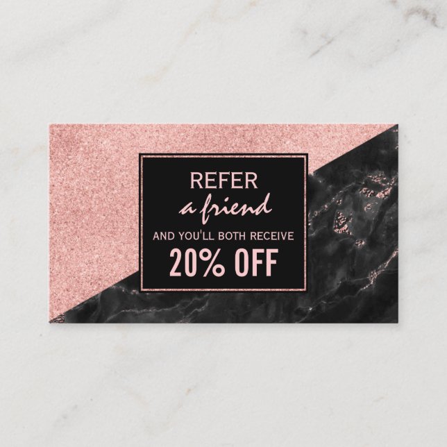Référencement Carte de recommandation Rose Gold Marble Beauté Sa (Devant)