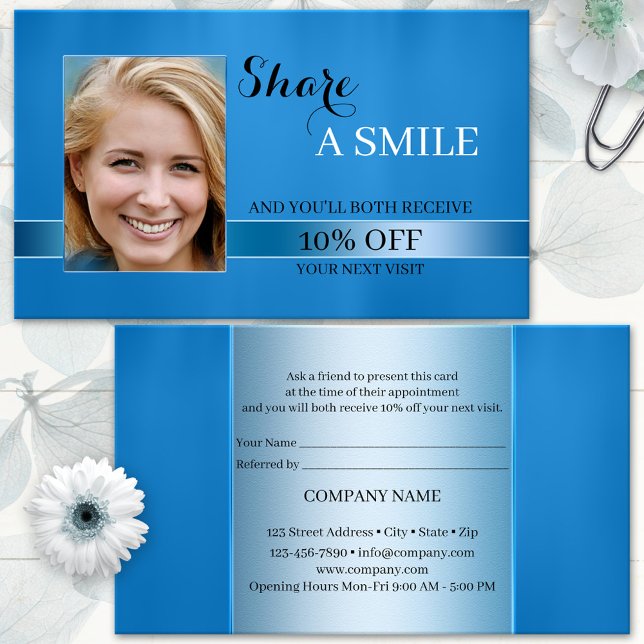 Référencement Carte de recommandation Share A Smile Blue (Créateur téléchargé)