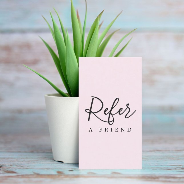 Référencement Carte de recommandation simple élégante rose blanc (Créateur téléchargé)