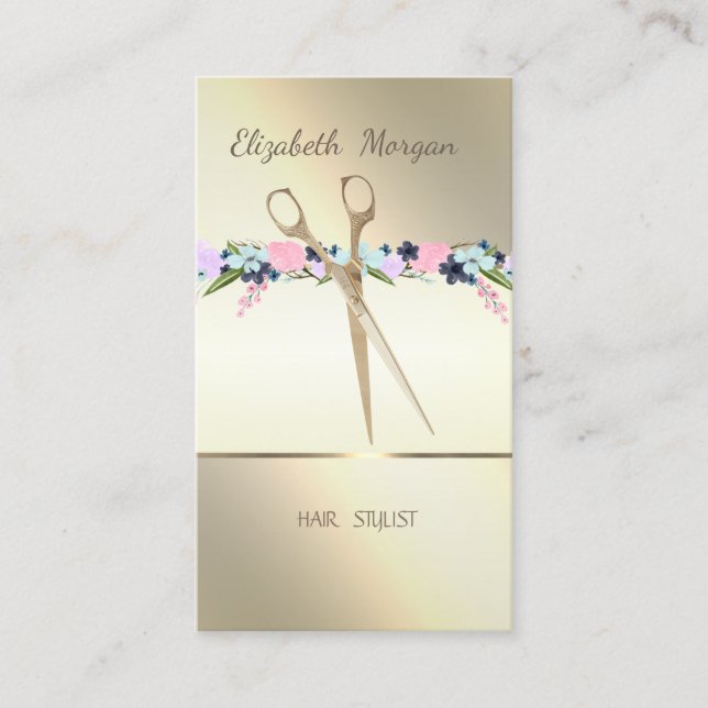 Référencement Carte de Rendez-vous Élégante, Rayures, Ciseaux, F (Devant)