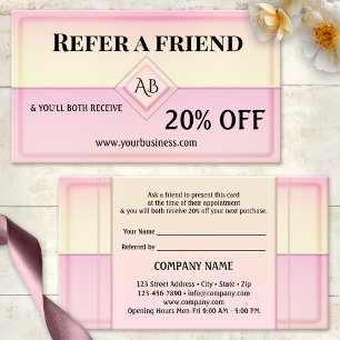 Référencement Carte de visite de recommandation Monogramme Rose
