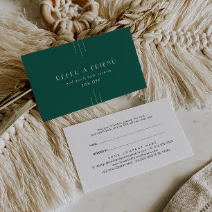 Référencement EVERLY Art déco Carte de parrainage Vert émeraude