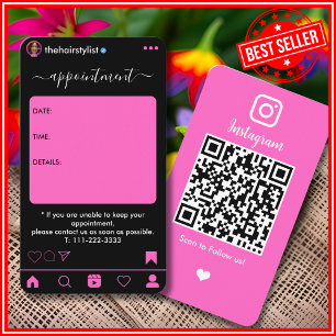 Référencement Liste de cheveux Instagram PINK QR Carte de rendez