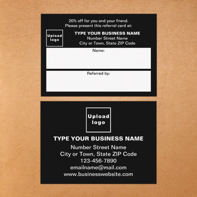 Référencement Magasinez ou achetez une carte de recommandation n (Business black referral card for for your customers and their family, relatives or friends.)