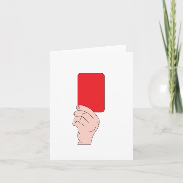 Referent, der eine rote Karten-Mitteilungskarten Karte (Vorderseite)