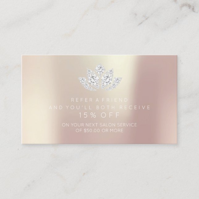 Referenzkarte des Salons Rosa Rose Diamant Lotus W Empfehlungskarte (Vorderseite)