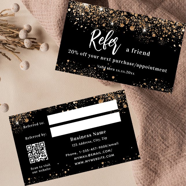 Referenzkarte für Black Gold Glitzer qr Geschäftsc Rabattkarte (Von Creator hochgeladen)