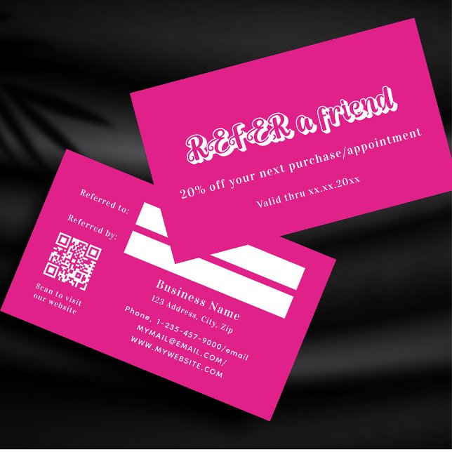 Referenzkarte für das Geschäftsfeld Hot Pink White Rabattkarte (Von Creator hochgeladen)