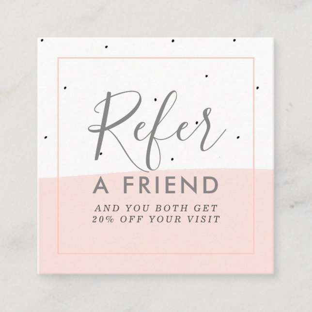 Referenzkarte für minimalistisch rosa Pinselstrich Quadratische Visitenkarte (Vorderseite)