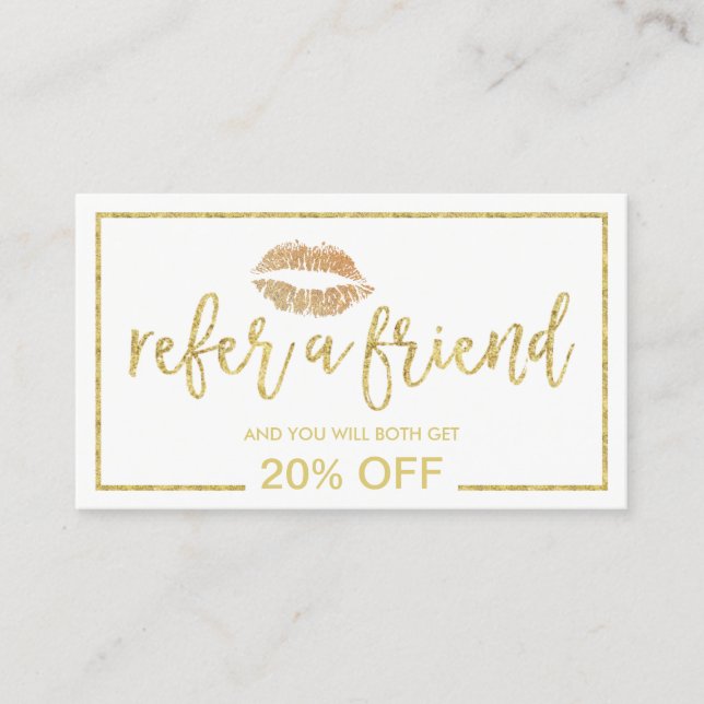 Referenzkarte | Gold Lips Makeup Artist Salon Empfehlungskarte (Vorderseite)