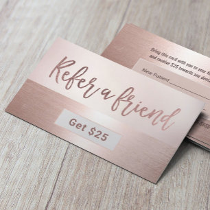 Referenzkarte  Moderne Rose Gold Dentin Dental Empfehlungskarte