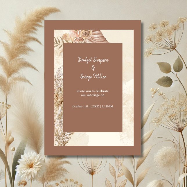 Refined Boho Chic Neutral Wedding Einladung (Von Creator hochgeladen)