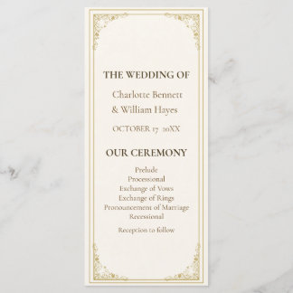 Refined Gold Frame Wedding Program Programm