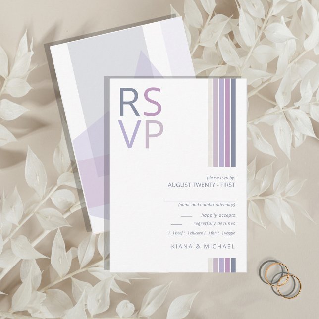 Refined Lines Geometric Wedding Violet ID983 RSVP Karte (Von Creator hochgeladen)