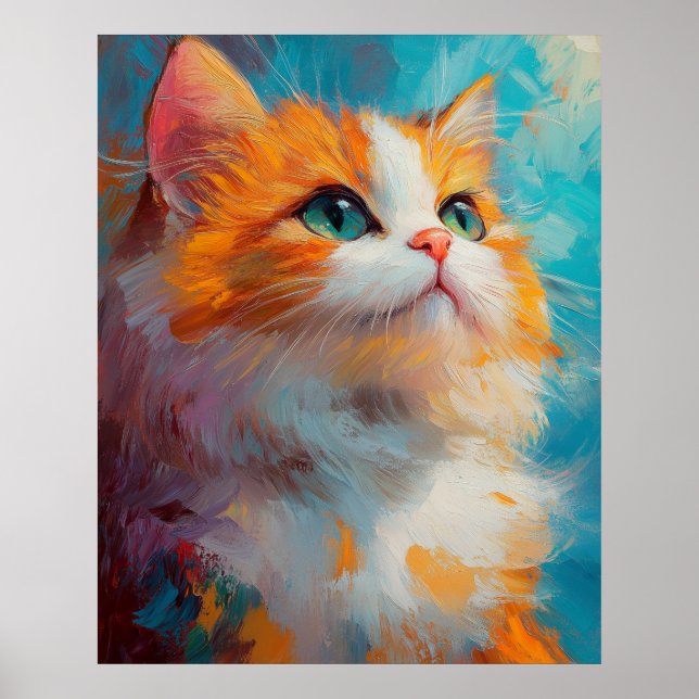 Refined Persian Kitten — Soft Pastel Illustration Poster (Vorne)