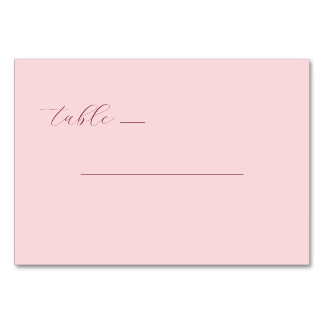 Refined Pink Calligraphy Table Tischnummer (Vorderseite)